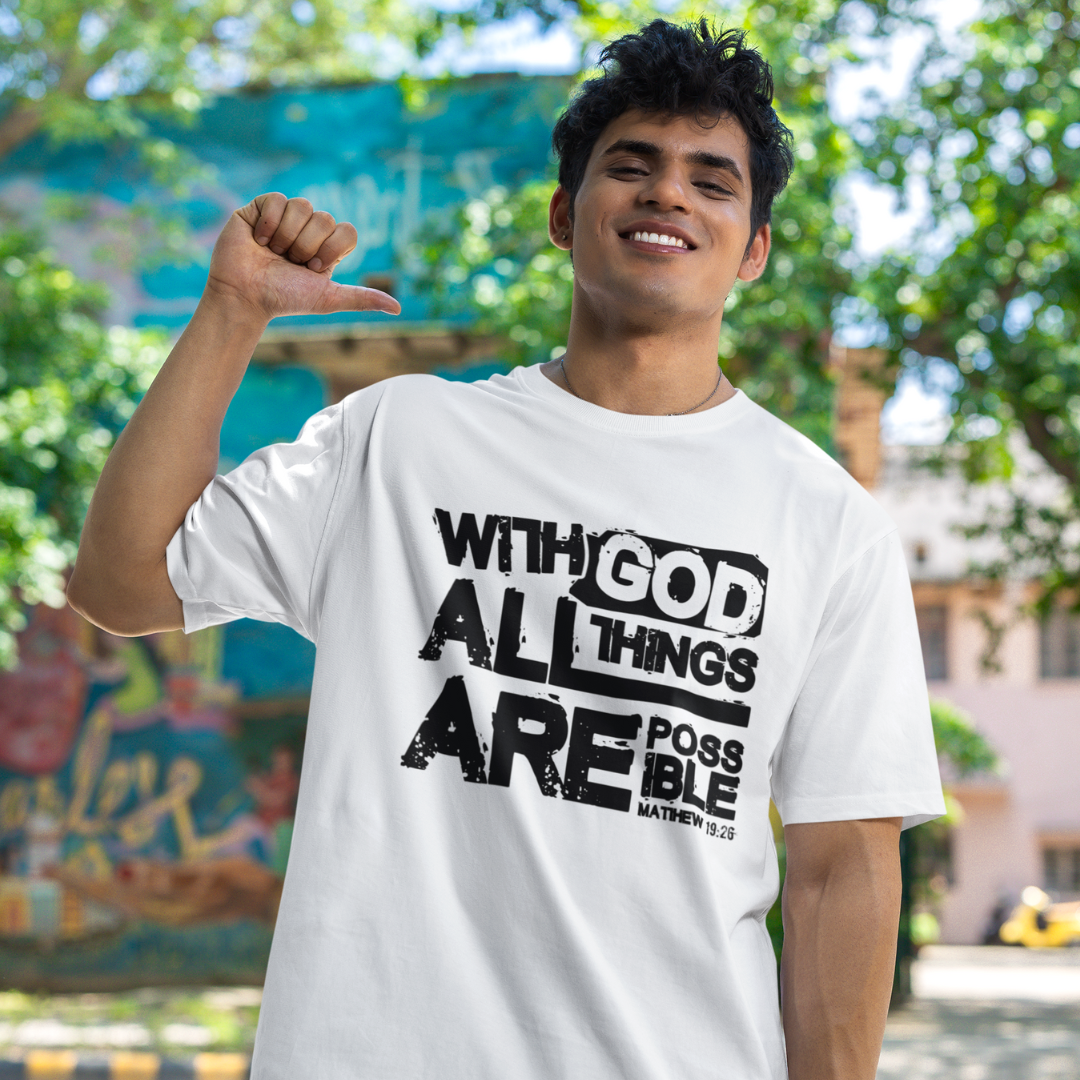 Oversized - Tee "With God All Things are Possible''